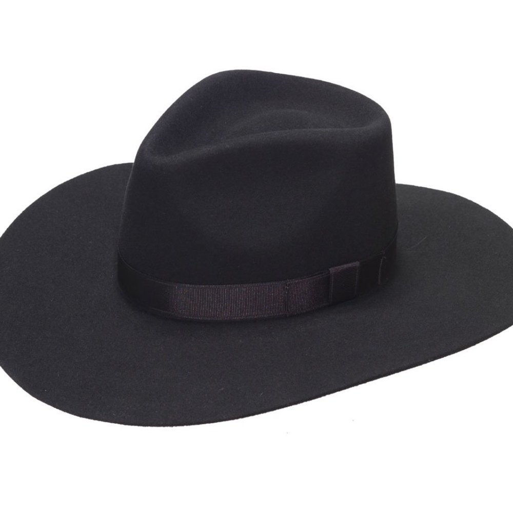 Black Fashion Wool Collection Pinched Front Hat